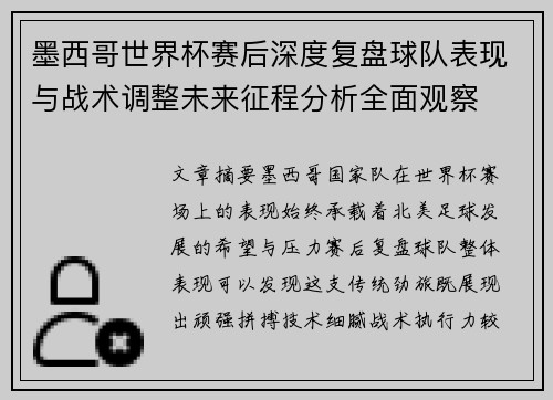 墨西哥世界杯赛后深度复盘球队表现与战术调整未来征程分析全面观察